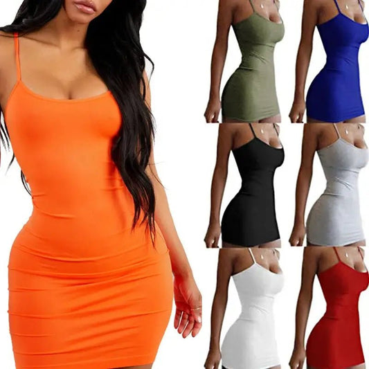 Sexy Short Dress Nightclub Dress for Women Tight - Fitting Wrap Hip Over - The - Knee Sleeveless Dresses Summer Street Bodycon Dress - Real Group