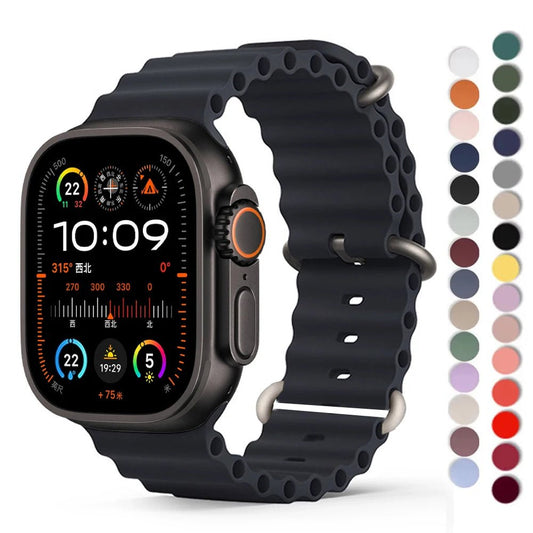 Silicone Ocean Band for Apple Watch 40mm - 49mm, Sport Strap & Bracelet - Realgroupuae