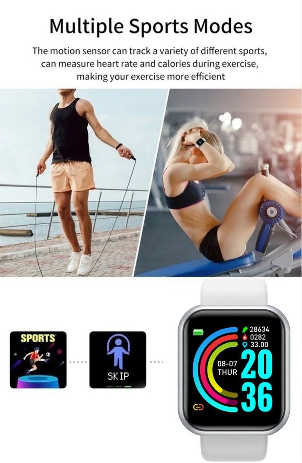 Smart Watch with Music Control, Fitness Tracker & Alarm for Men/Women - Realgroupuae