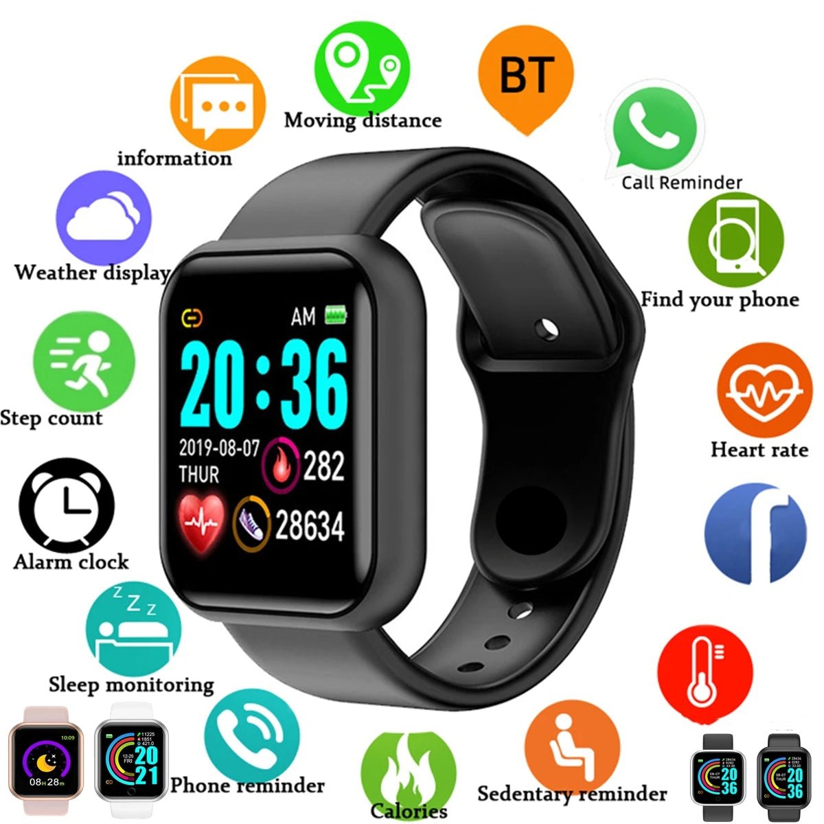 Smart Watch with Music Control, Fitness Tracker & Alarm for Men/Women - Realgroupuae