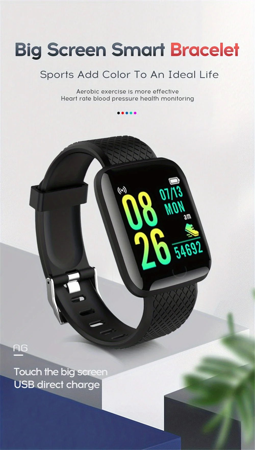Smart Watch with Music Control, Fitness Tracker & Alarm for Men/Women - Realgroupuae