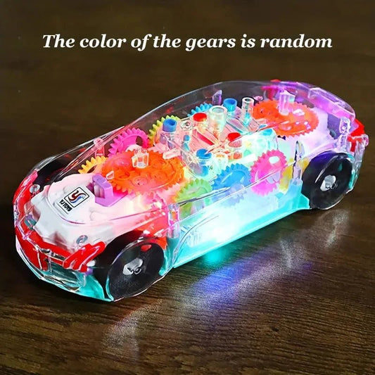 Transparent Gear Toy Car with Colorful Lights and Electric Music - Real Group