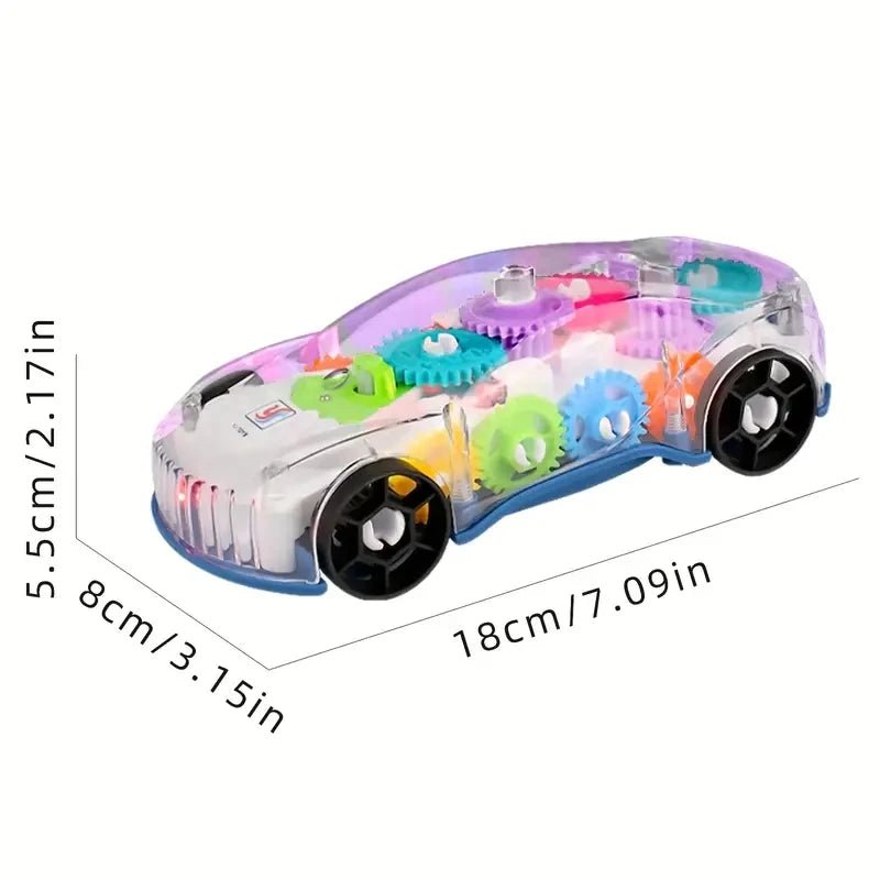 Transparent Gear Toy Car with Colorful Lights and Electric Music - Real Group