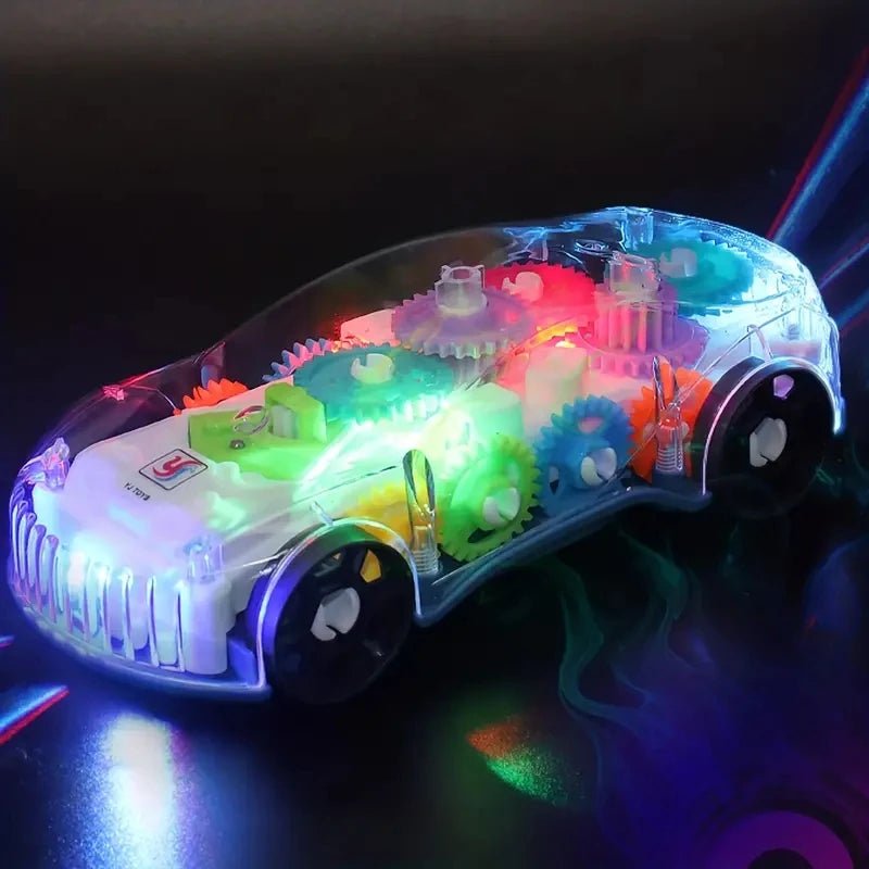 Transparent Gear Toy Car with Colorful Lights and Electric Music - Real Group