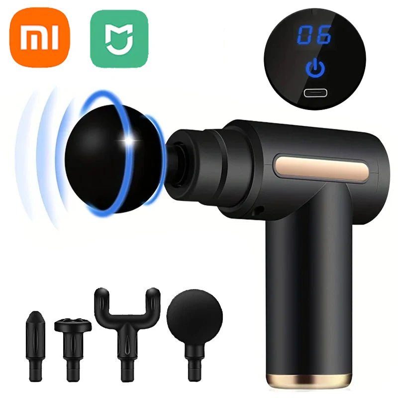 Xiaomi MIJIA Portable Fascia Gun Tissue Massager Mini Lightweight Body Massage with LED Touch Screen 4 Replaceable Massage Heads - Real Group